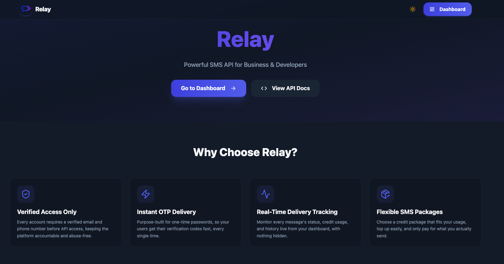 Relay | SMS API & Messaging Platform preview